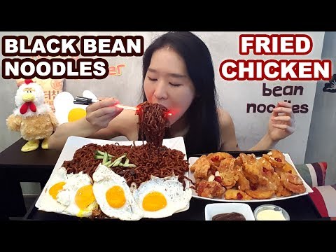 [MUKBANG] Black Bean Noodles & Honey Butter Fried Chicken (Jajangmyeon) Video