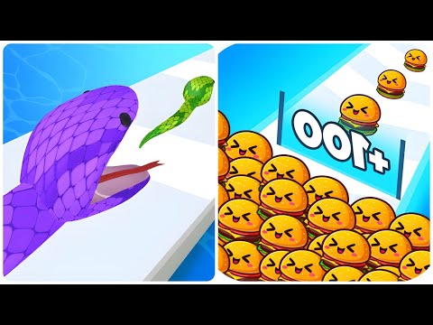 Snake Run Race vs Food Run 3D - (ASMR Gameplay, New Update), All Level 