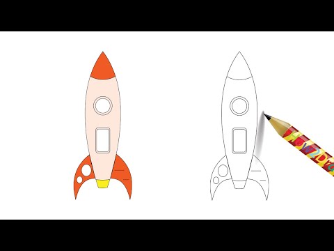 How to Draw a Rocket Ship - Easy Drawing & Coloring - YouTube