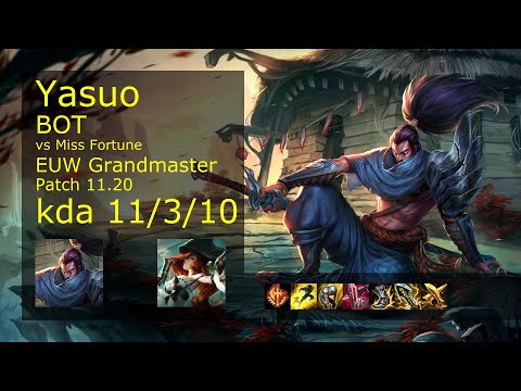 Yasuo Bot & Nautilus vs Miss Fortune & Yuumi - EUW Grandmaster 11/3/10 Patch 11.20 Gameplay