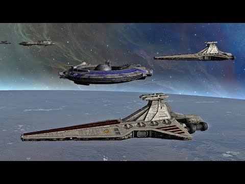 Clone Wars Fleet vs Galactic Civil War Fleet - Star Wars: Empire At War Remake NPC Battle
