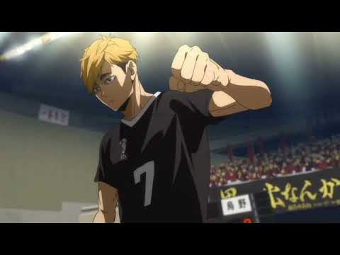 Miya atsumu shuts the cheer squad and karasuno with his serve
