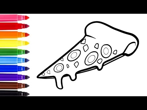 Como desenhar uma pizza🍕 | Desenho, pintura e coloração de fatias de pizza para crianças e bebês | Arte infantil