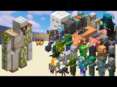 IRON GOLEM VS EVERY MINECRAFT MOBS & MINECRAFT DUNGEONS MOBS – MINECRAFT MOBS BATTLE 