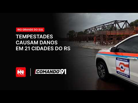 Tempestades causam danos em 21 cidades do RS