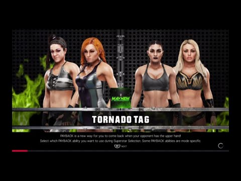 WWE 2K19 Becky Lynch,Heel Bayley VS Sonya Deville,Mandy Rose Tornado Tag Elimination Match