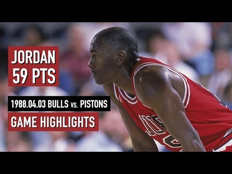 Michael Jordan scores 59 pts vs the Bad Boys. Bulls vs Pistons Full Game Highlights April 3, 1988
