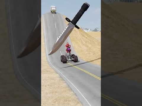 Car Van 2 Bollard Chain Crush BeamNG.drive