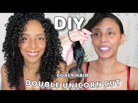 I TRIED A DIY DOUBLE UNICORN HAIRCUT ON MY CURLY HAIR