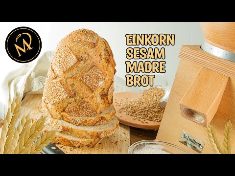Einkorn Sesam Madre Brot, mit selbst gemahlenem Getreide und eine Mühle von Schnitzer gewinnen