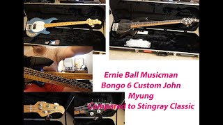 Video thumbnail for Ernie Ball Music Man John Myung 6 String Artist Series Bongo Vs. EBMM Sting Ray Classic Shootout by Steve Bizzle (TheBizzle)