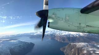 Dash-8 takeoff and climb from Sogndal, Norway