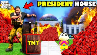 Franklin Blowing Up THE PRESIDENT HOUSE in GTA 5 | SHINCHAN and CHOP