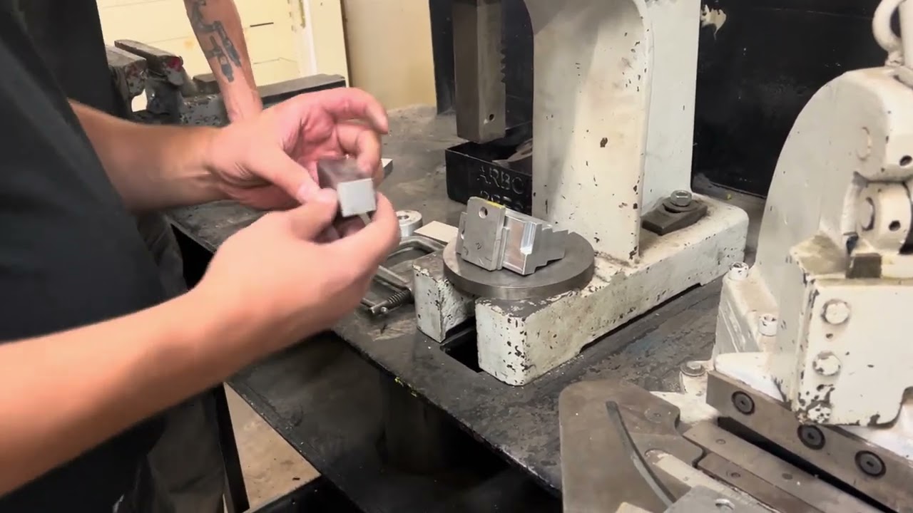 Stamping into aluminum or plastic parts with arbor press