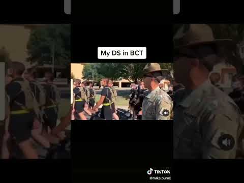 Army drill sergeant leading cadence in basic training.