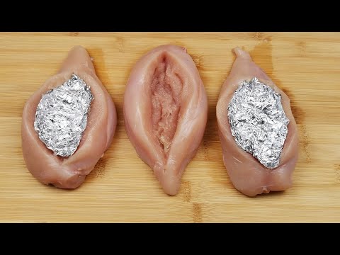 See what happens when you put a piece of foil in a chicken fillet.