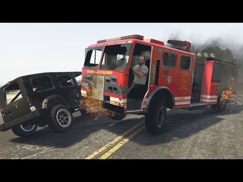 GTA 5 - CRAZY FIRE TRUCK CRASHES!!!