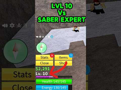 Lvl 10 Noob fighting Saber Expert in Blox fruits #bloxfruits #bloxfruit #roblox #shorts