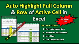 How to Auto Highlight Column / Row or both of Active Cell in Excel (English) - Best Excel Trick