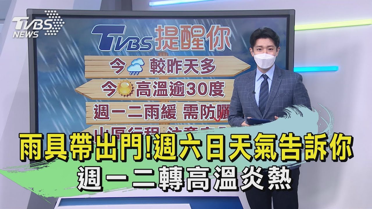 雨具帶出門！週六日天氣告訴你　週一二轉高溫炎熱