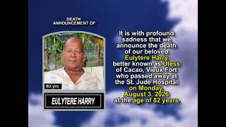 Eulytere Harry ~ Short Obituary