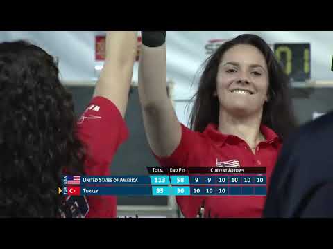 USA v Turkey – compound junior women’s team gold final   Nimes 2014