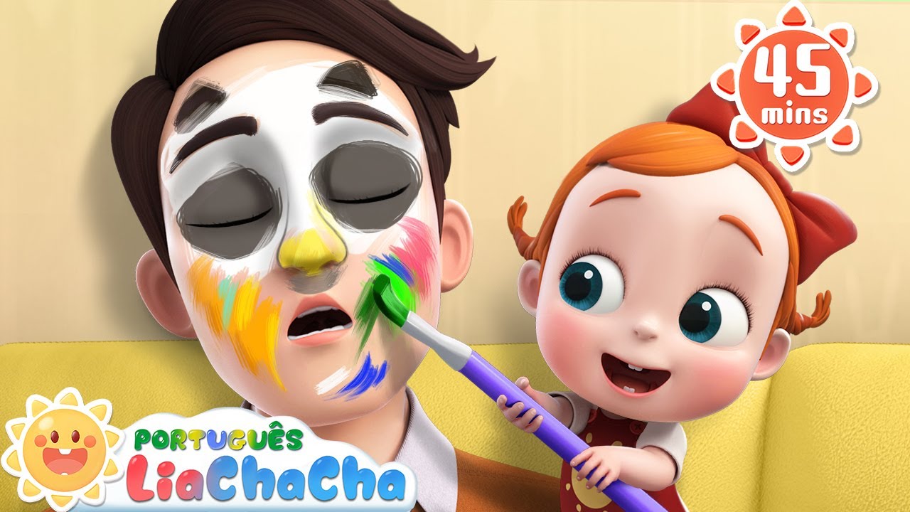História Engraçada da Maquiagem do Papai  LiaChaCha em Português - Música Infantil & Canção Infantil