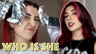 Red and Black Streaks at home! Hair Transformation Time!