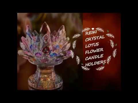 REIKI CRYSTAL LOTUS FLOWER CANDLE HOLDERS (8 COLORS)