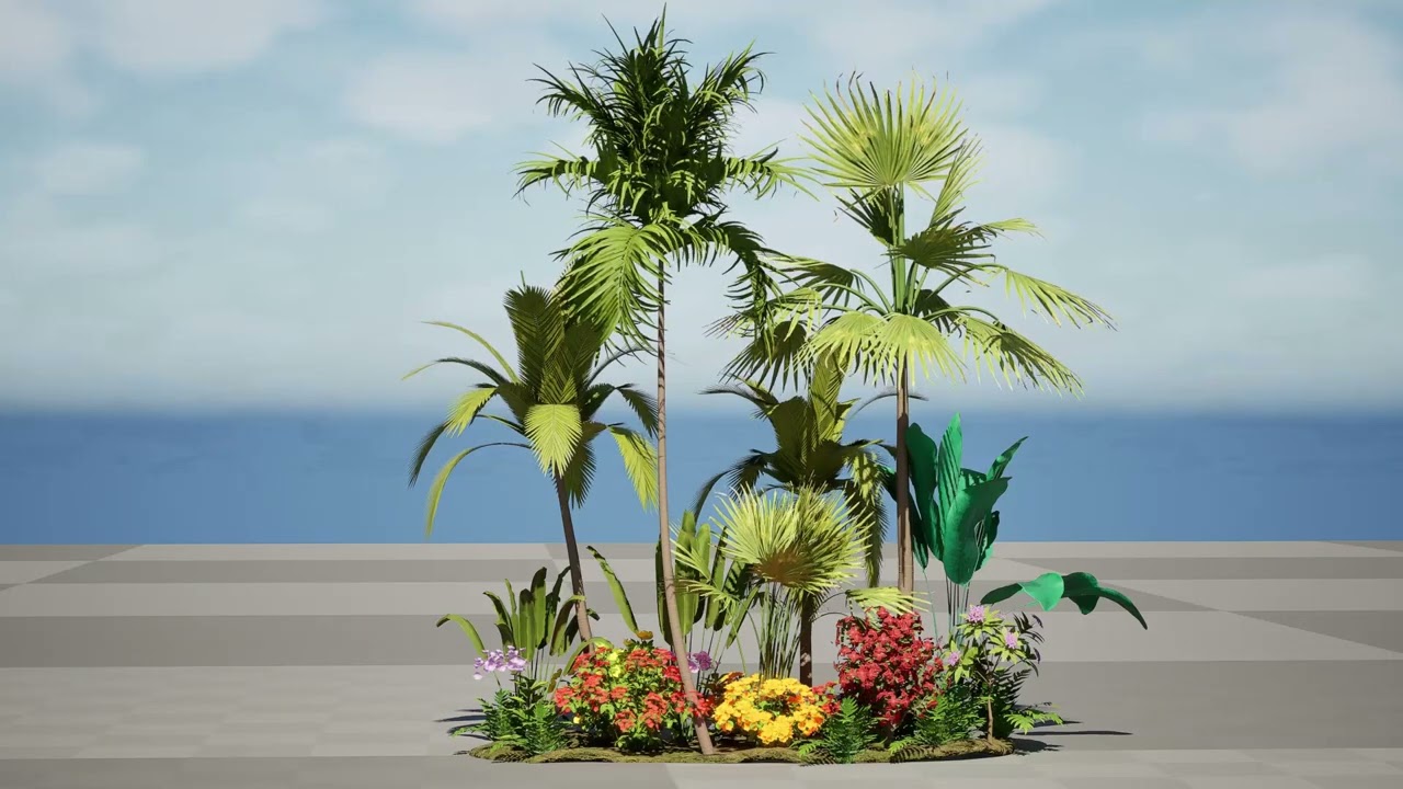 Tropical Island Plant Collection 3D Model