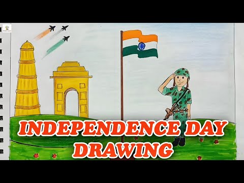 Independence day drawing | Independence day easy drawing 2023