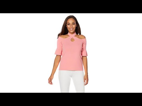 Colleen Lopez Feeling Feminine Knit CrossFront Halter Top