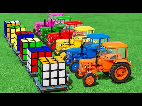 Mini Tractor of Colors! Load & Transport RUBIK'S CUBE with MINI ZETOR Tractor! Farming Simulator 22