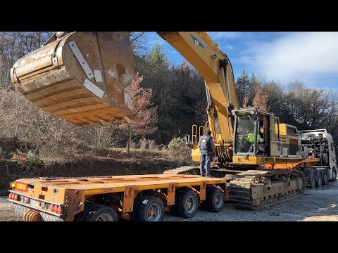 Loading And Transporting The Caterpillar 365B Excavator(Goldhofer Trailer)- Fasoulas Heavy Transport