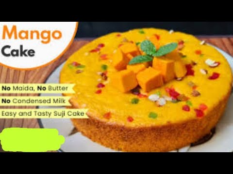 Suji mango Cake || Rawa cake|| Direct karahi cake|| No oven/ No egg/ No blender /by sughra kitchen