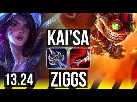 KAI'SA & Pyke vs ZIGGS & Rakan (ADC) | 7/0/4, 700+ games, Godlike | KR Master | 13.24