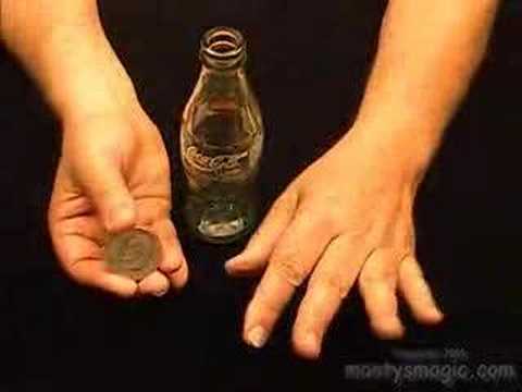 Coin through bottle magic trick