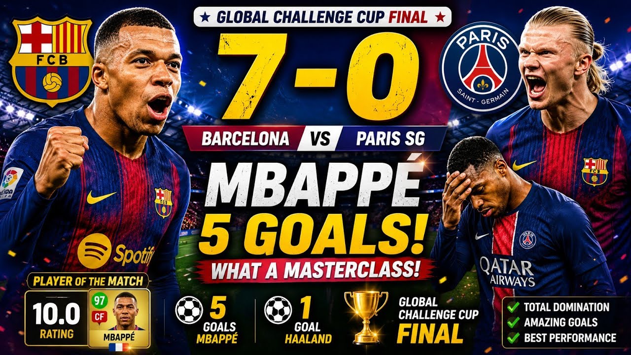 Barcelona 7-0 Paris SG 😱 Mbappé Scores 5 Goals! | DLS 26 Global Challenge Cup FinaINSANE!  Mbappé