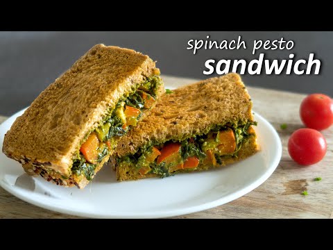 How To Make Healthy Sandwich - With Spinach Pesto Sauce | Spinach Pesto Sandwich