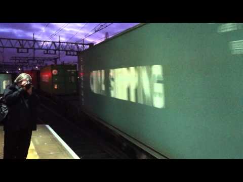 Freightliner Class 90 on container train at Stratford
