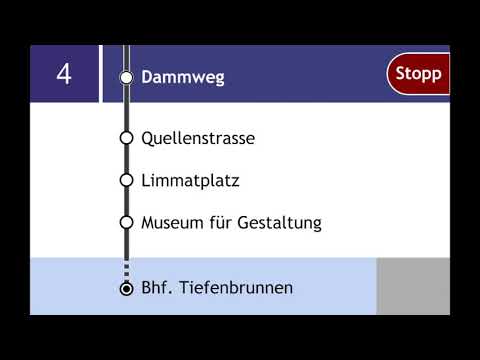 VBZ Ansagen - Tram 4 Bhf Altstetten Nord-HB-Bhf Tiefenbrunnen (Teilstrecke Altstetten-HB)