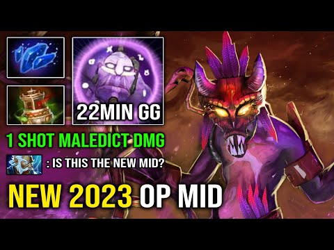 NEW 2023 MID HERO 1 Shot Overpower Maledict EZ 22Min GG Witch Doctor Dota 2