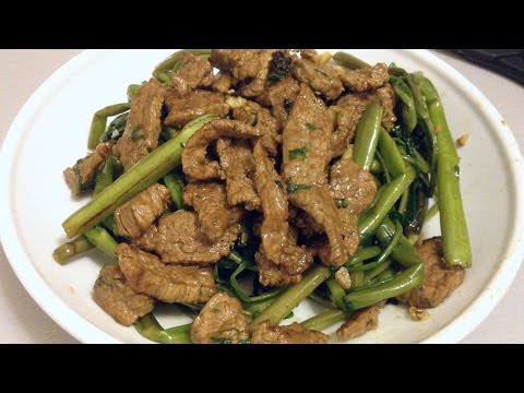 Water Spinach with Beef and Sha Cha Barbecue Sauce - YouTube