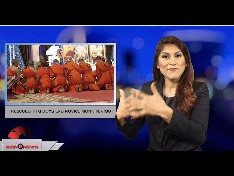 Rescued Thai boys end novice monk period (ASL - 8.4.18)