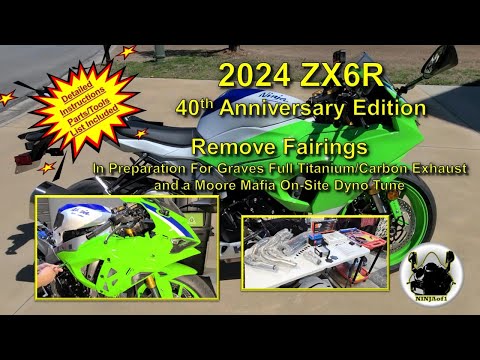 24 ZX6R 40th Anniversary Edition: Disassemble Fairings, Preparation for Graves Full Titanium Exhaust