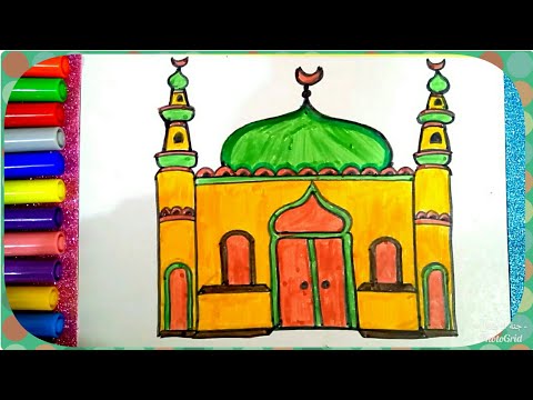 رسم المسجد للمسلم ، تعليم رسم مسجد للمبتدئين و الأطفال ، رسم مسجد للصلاة بطريقة سهل draw a mosque  .