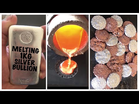 1KG Silver Bullion Melt - Copper Busbar Melt - Bulk Silver Copper Coins - ASMR Metal Melting