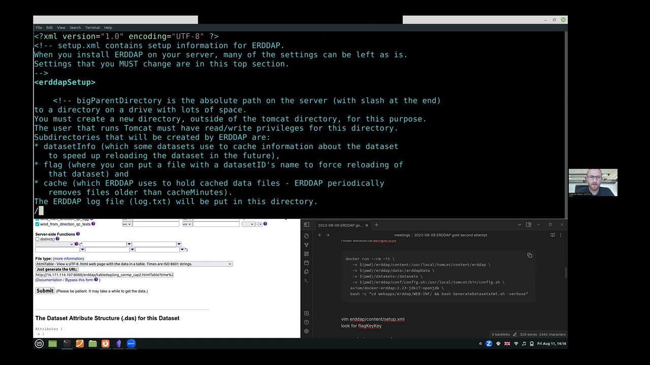 Instructional video on how to set up an ERDDAP server with docker.