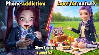 Rumi Helps Mira Overcome Her Phone Addiction | Slow English for Beginners ( Level A2 )
