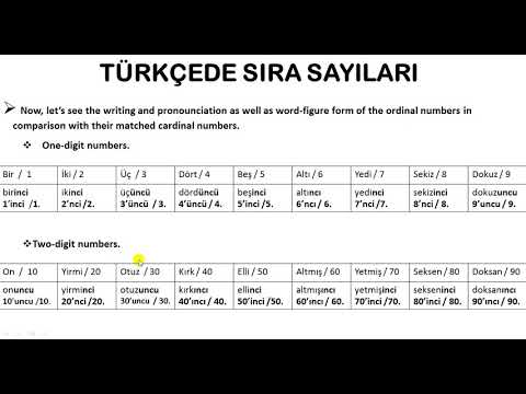 Learn Turkish- Ordinal Numbers in Turkish /Türkçede sayma sayıları